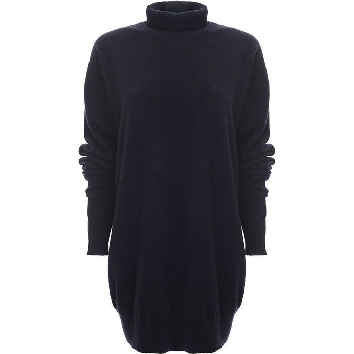 RAEY Womens Journo Recycled Cashmere Roll Neck Jumper in Navy