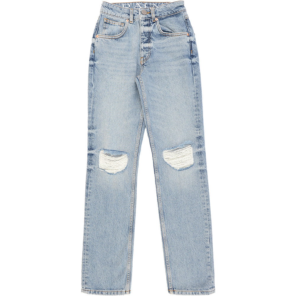 RAEY Womens Beyond Organic Ripped Knee Vintage Jean in Blue