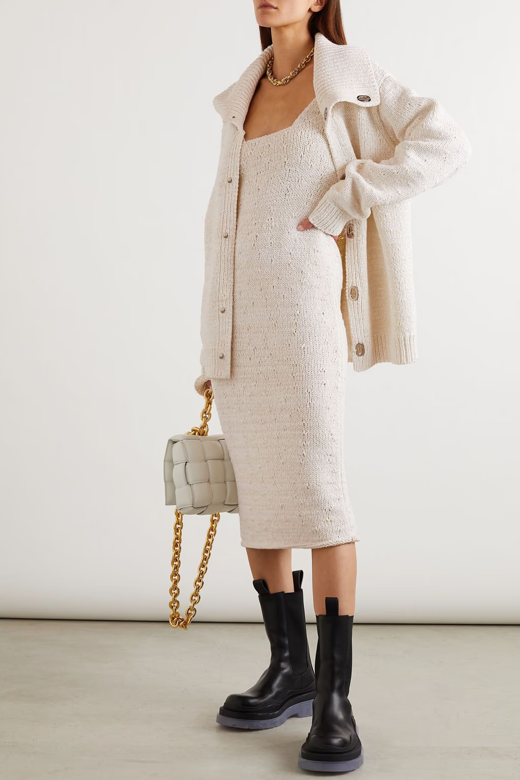 Bottega Veneta Women's Midi Dress in White
