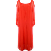 Chloe Womens Light Silk Washed Mousseline L/S Scoop Nck Bow Back Detail Dress in Red