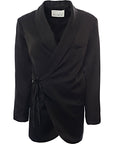 RAEY Womens Tie Front Satin Tux Jacket in Black