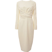 Emilia Wickstead Womens Emmett Double Crepe Ls Rd Nk Cross Waist Midi Dress in White