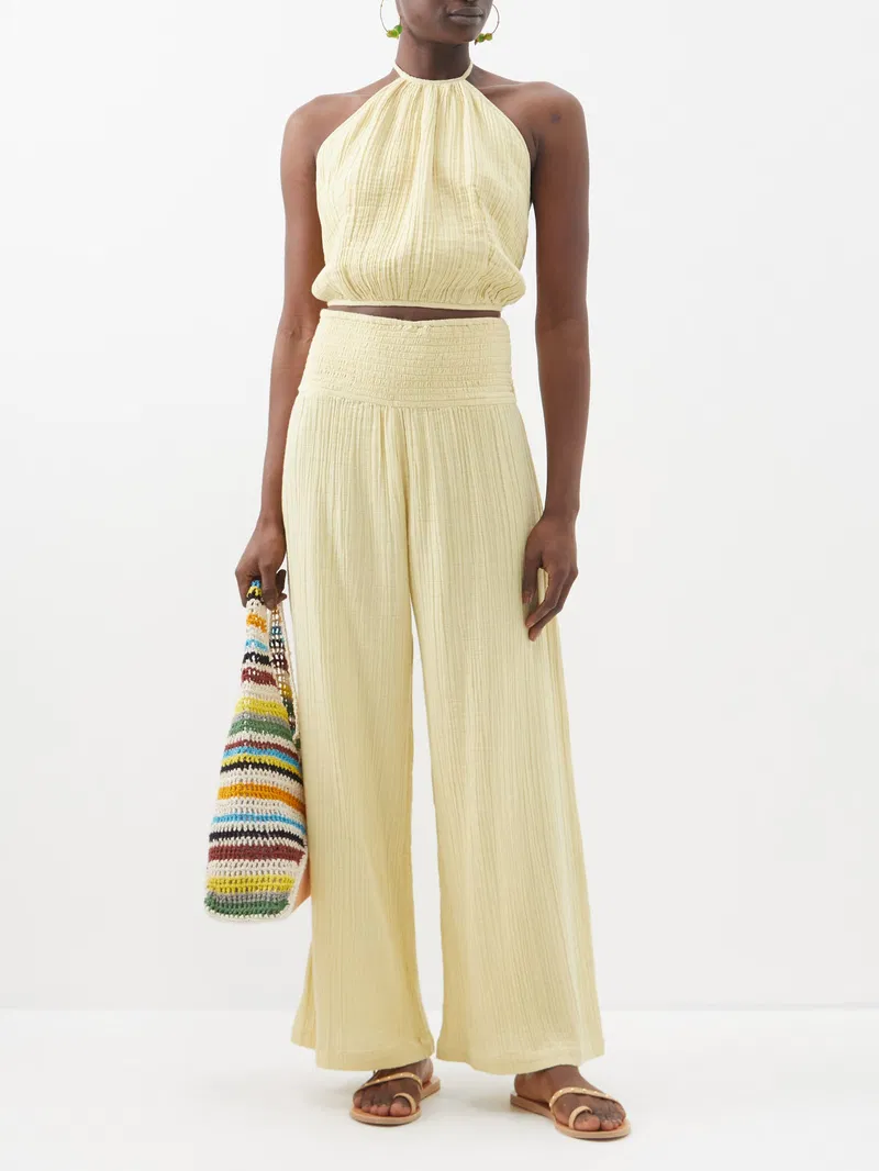 Womens Anaak Crop Tops In Light Gold