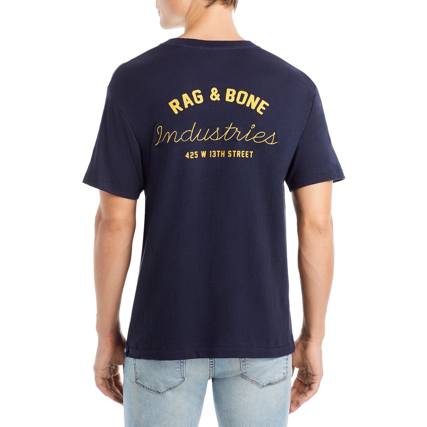 Mens Rag & Bone Printed T Shirt In Navy