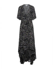 Ganni Women's V-Neck Crepe Midi Dress