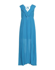 Twinset Women's Deep Neck Pleated Maxi Dress