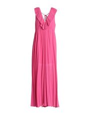 Twinset Women's Deep Neck Pleated Maxi Dress