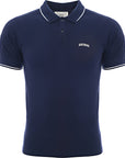 Ami Mens Cotton Pique Ami Logo Short Sleeve Polo Shirt In Blue