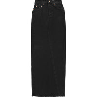 RAEY Womens Organic Denim Maxi Pencil Skirt in Black