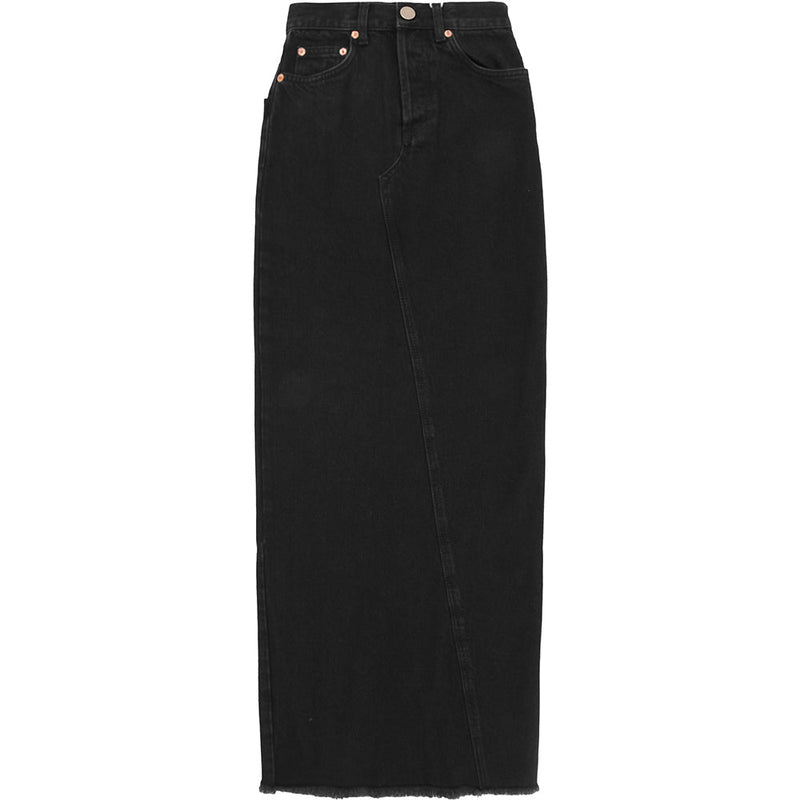 RAEY Womens Organic Denim Maxi Pencil Skirt in Black