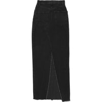 RAEY Womens Organic Denim Maxi Pencil Skirt in Black