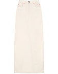 RAEY Womens Organic Denim Maxi Pencil Skirt in White