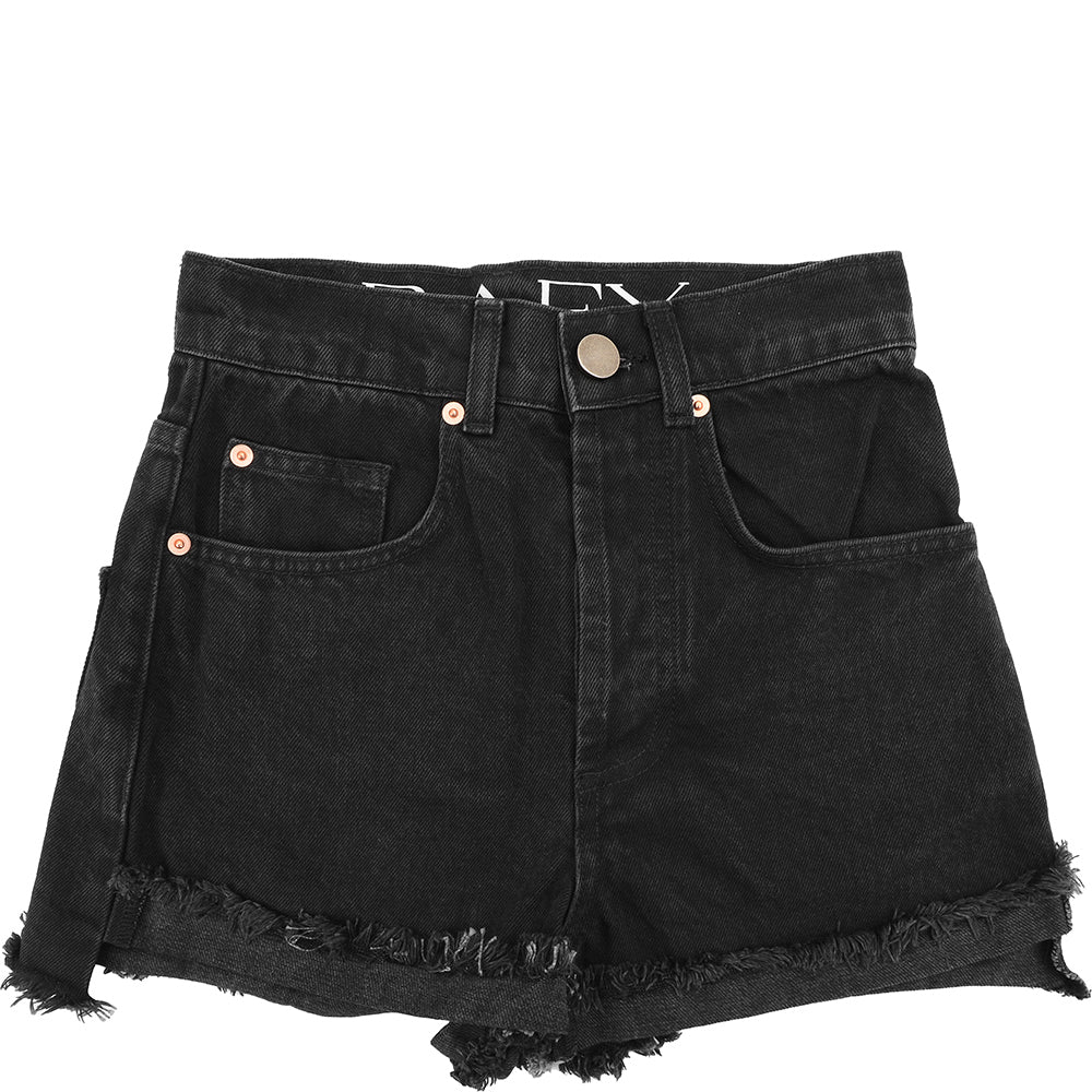 RAEY Womens Organic 'Clip' Frayed Shorts in Black