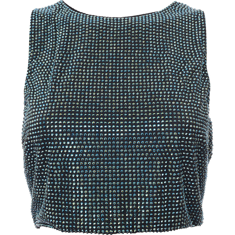 Moncler Genius Womens Alicia Keys Lycra Allover Rhinestone Cropped Top