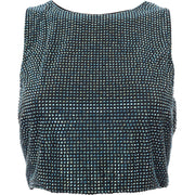 Moncler Genius Womens Alicia Keys Lycra Allover Rhinestone Cropped Top