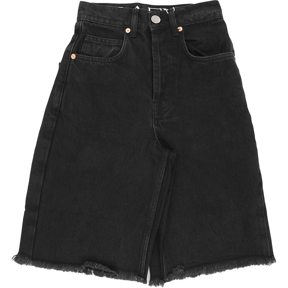 RAEY Womens Organic Denim 90'S Longline Shorts  in Black