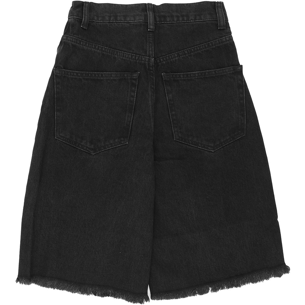 RAEY Womens Organic Denim 90'S Longline Shorts  in Black