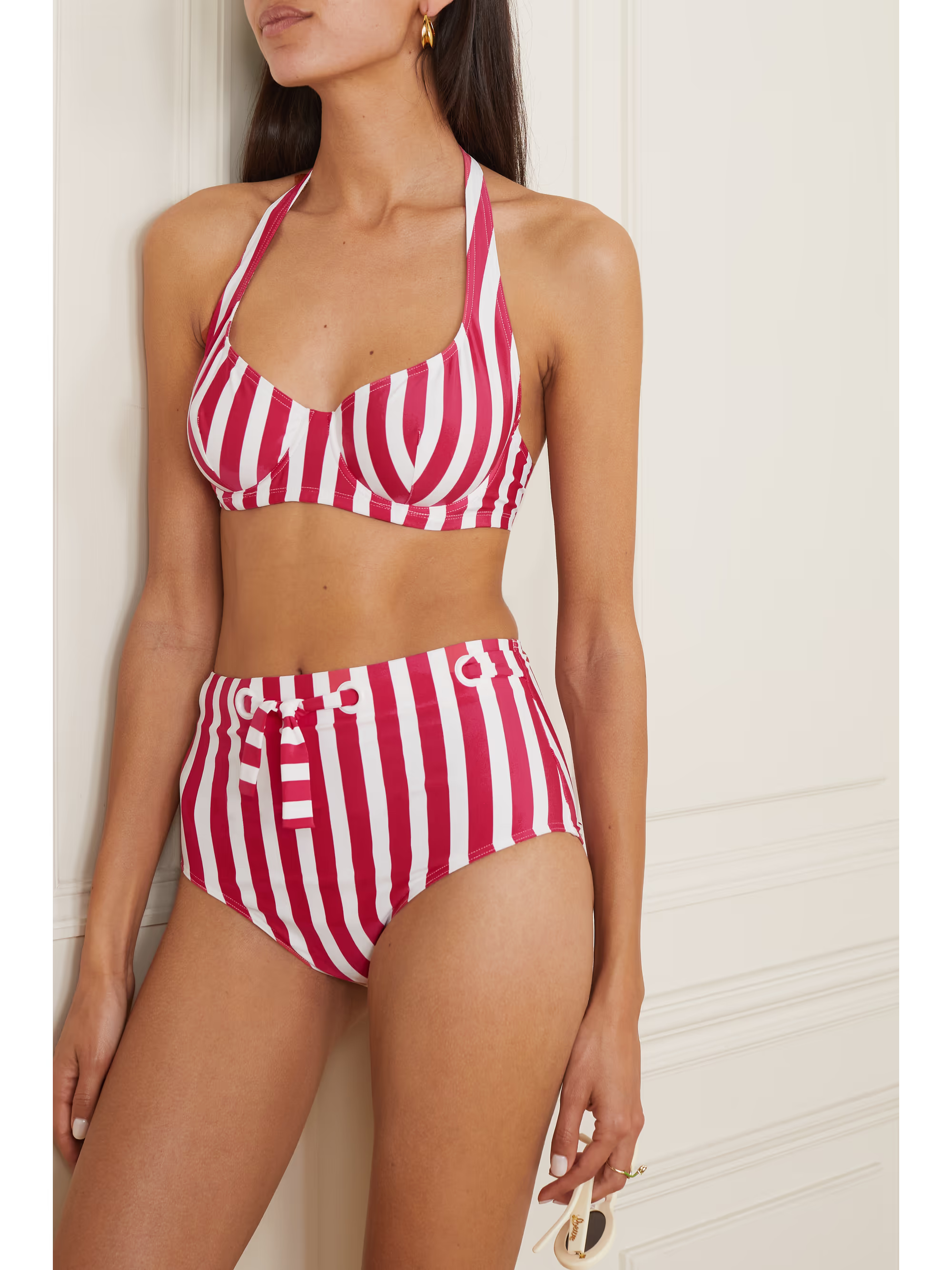 Womens Eres Bikini Tops In Pink Stripe