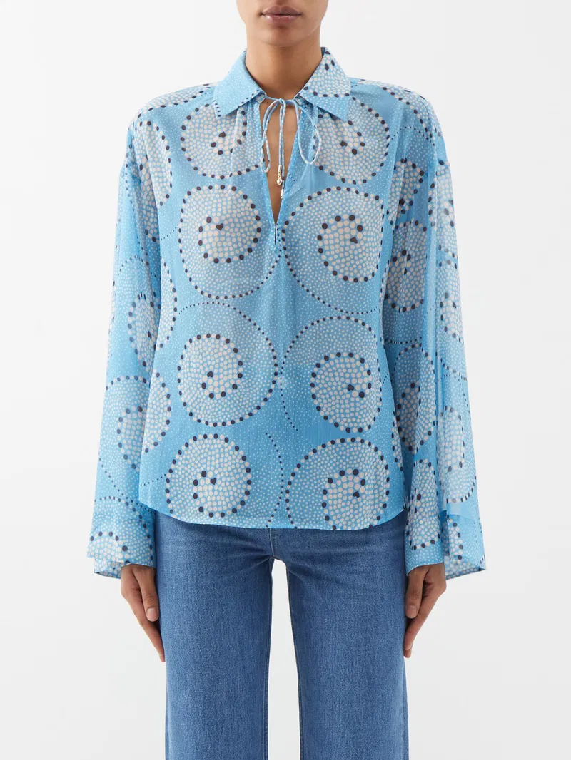 Womens Staud Blouses In Blue Multi