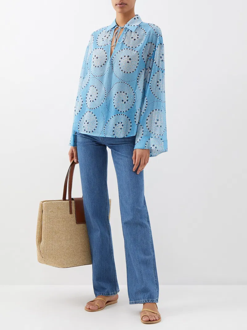 Womens Staud Blouses In Blue Multi