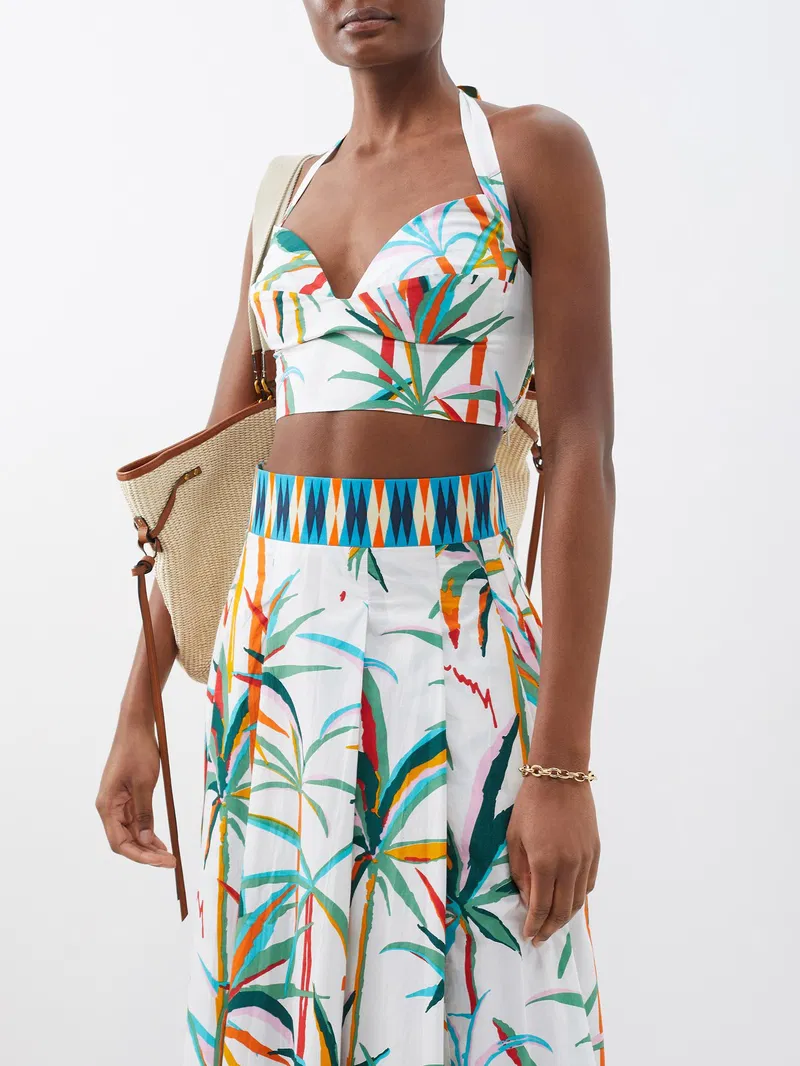 Womens Le Sirenuse Positano Crop Tops In White Multi
