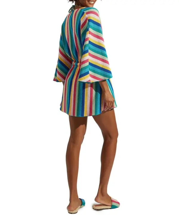 Womens La Double J Short Kaftan In Multi Stripe