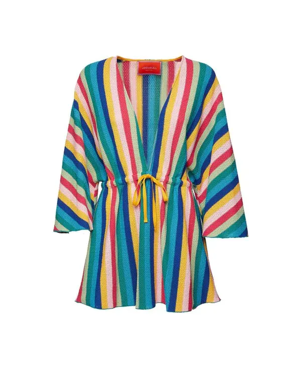 Womens La Double J Short Kaftan In Multi Stripe