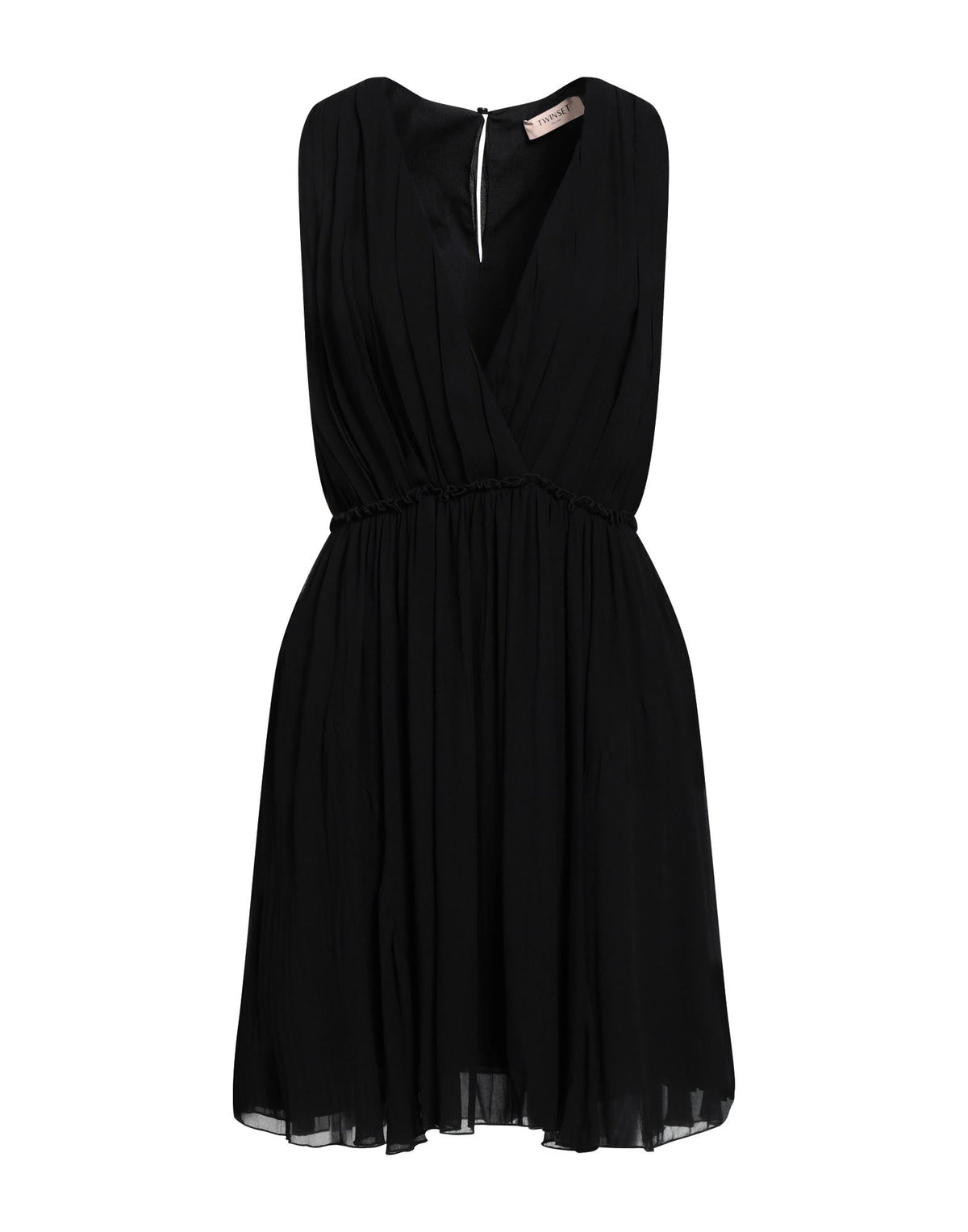 Twinset Women's Deep Neck Pleated Mini Dress
