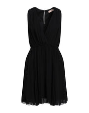 Twinset Women's Deep Neck Pleated Mini Dress
