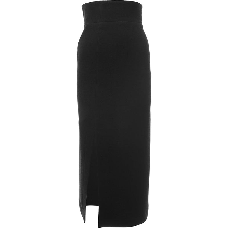 RAEY Womens Organic Wool Crepe High Waist Pencil Skirt in Black