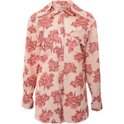 Emilia Wickstead Womens Bartley Moire Taffeta Longline Shirt in Red Multi