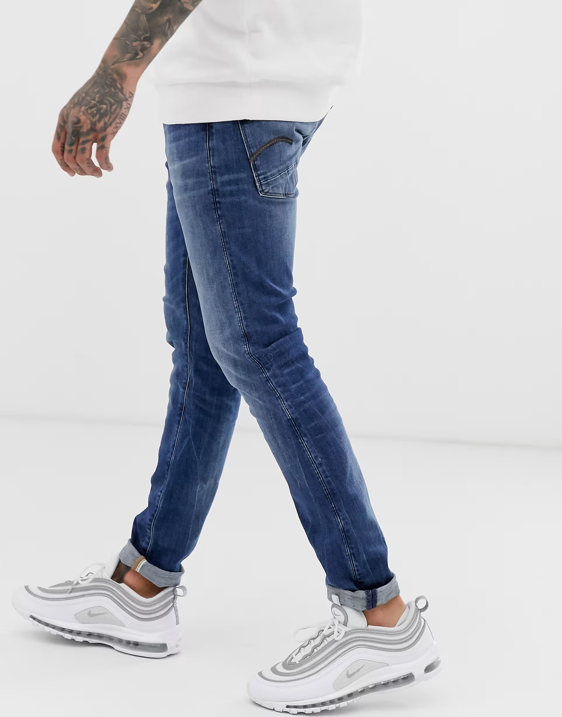 G-Star Mens Skinny Fit Jeans in Medium Aged In Blue