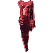 Rick Owens Womens Edfu Sequin Caped Gown in Red