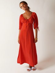 Womens Casa Raki Midi Sun Dresses In Red Orange