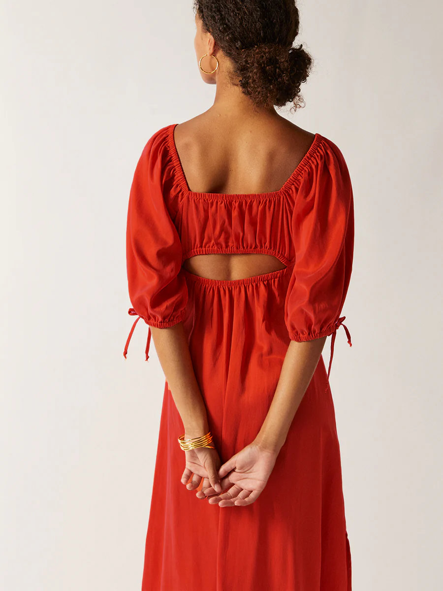 Womens Casa Raki Midi Sun Dresses In Red Orange