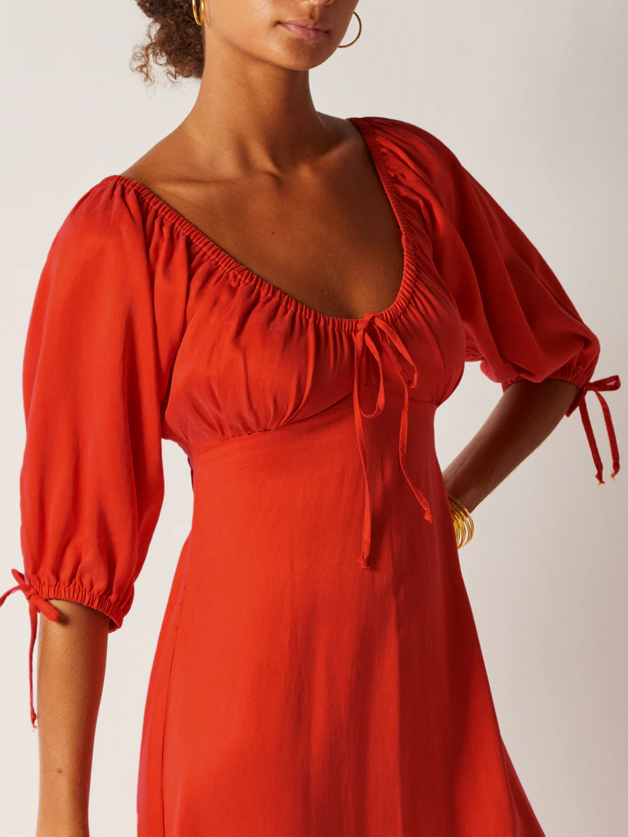 Womens Casa Raki Midi Sun Dresses In Red Orange