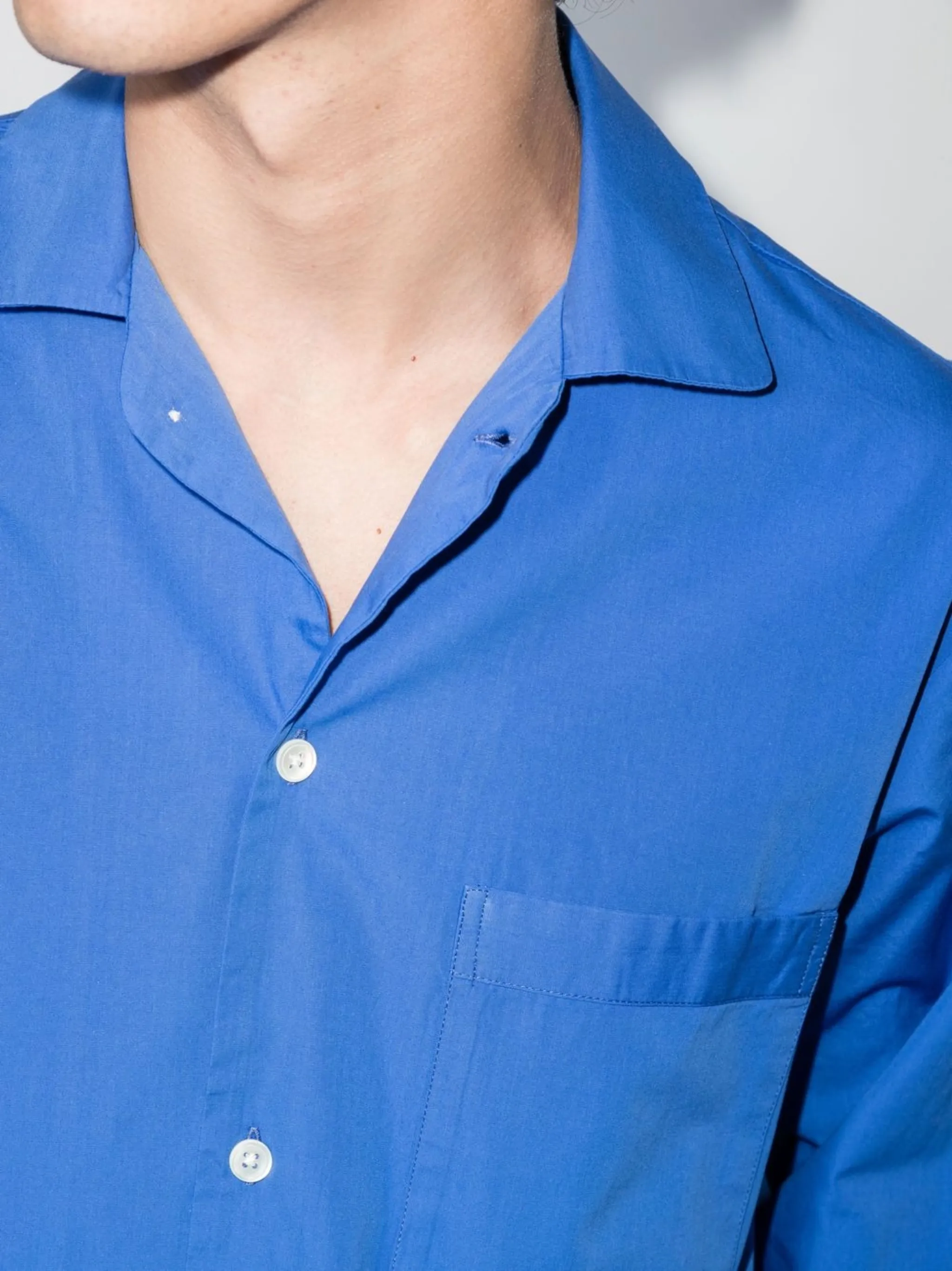 Mens Tekla Fabrics Pyjama Top In Blue