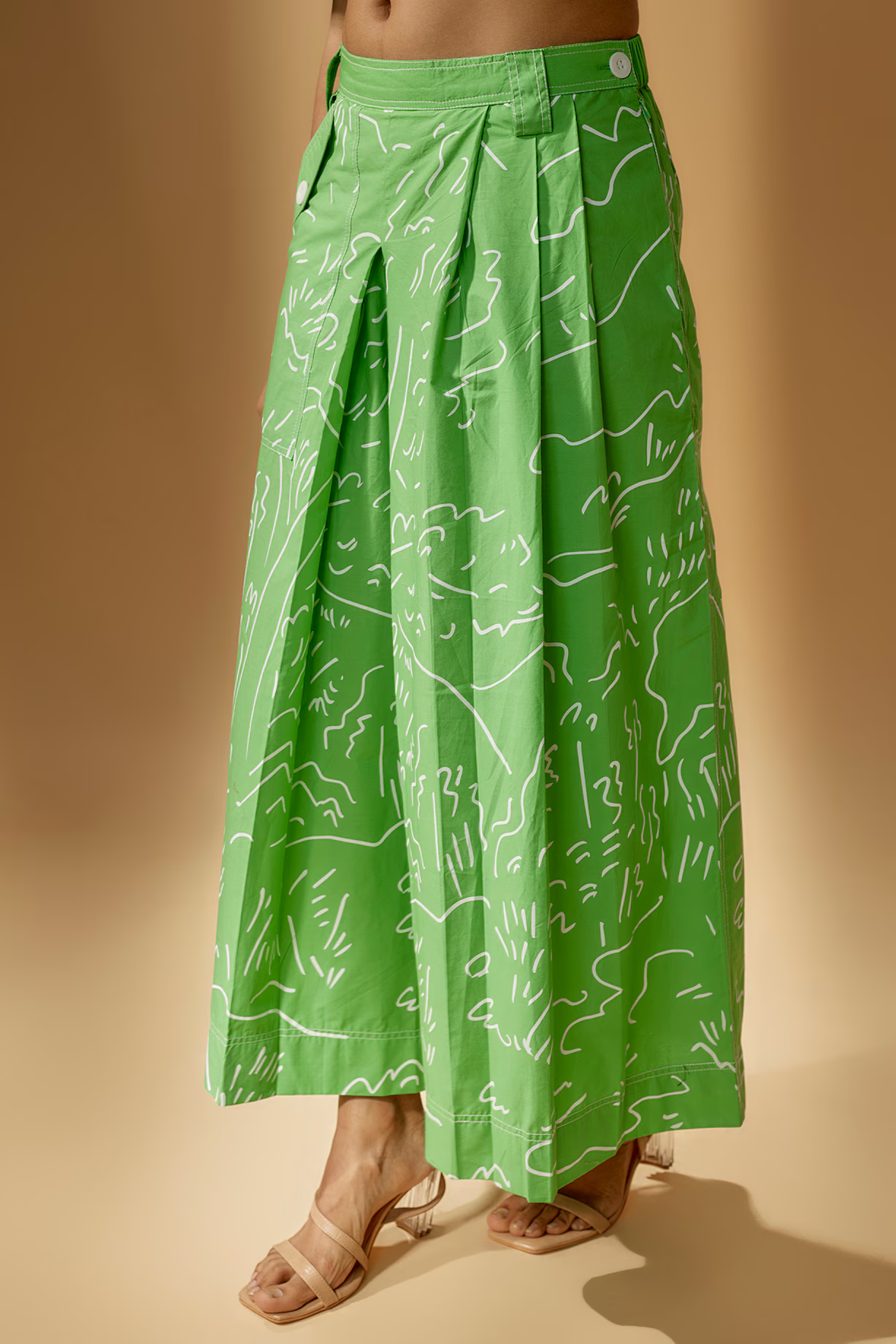 Womens Lovebirds Cropped Trousers In Green White