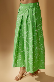 Womens Lovebirds Cropped Trousers In Green White