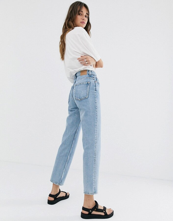 Weekday Womens Voyage Cotton Straight Leg Jeans in Light Blue