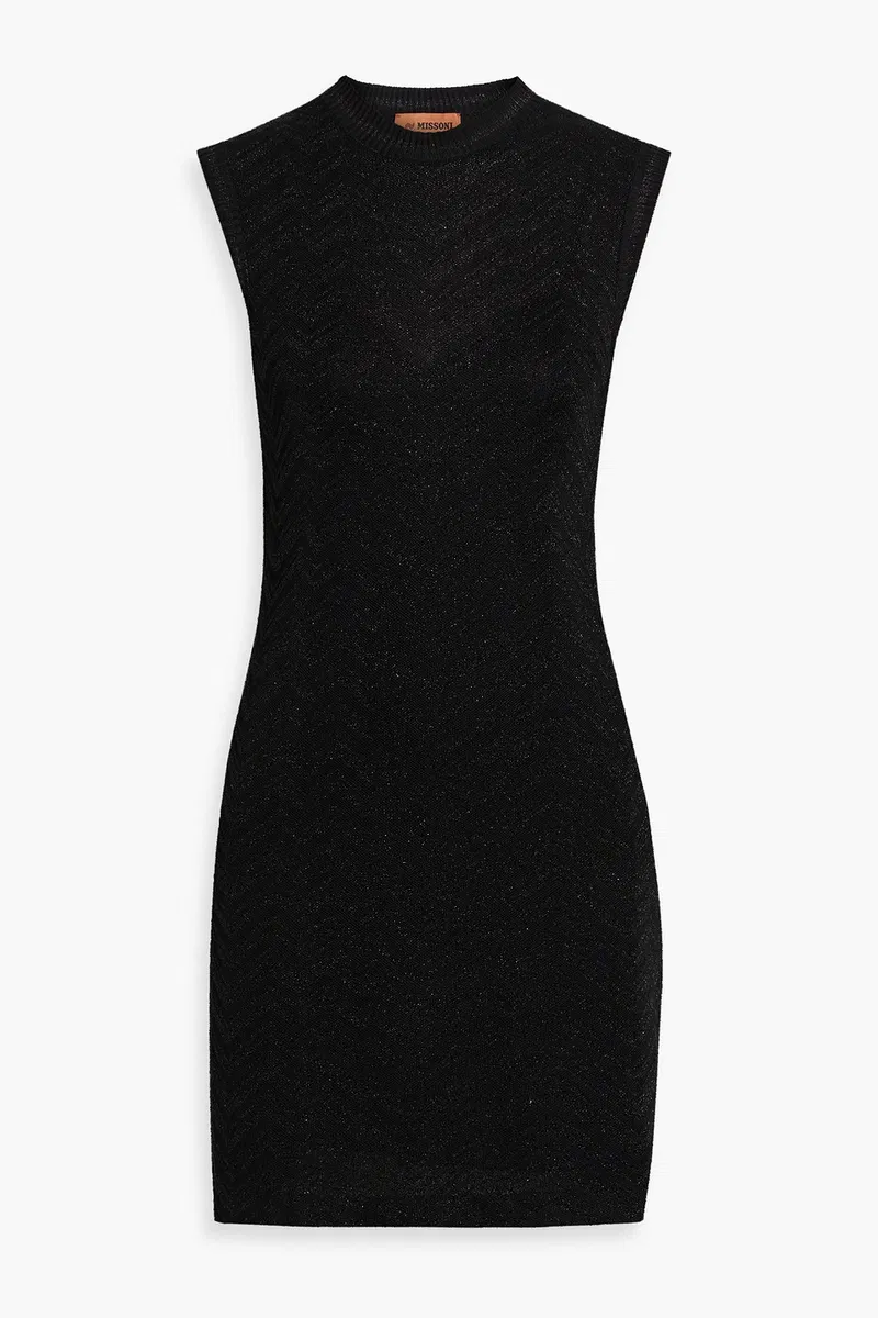 Missoni Womens Crochet Knit Mini Dress in Black
