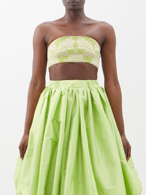 Womens The Meaning Well Crop Tops In Damask Green