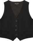 Bella Freud Womens C/O Chrissie Pure Wool Cavalry Twill Waistcoat in Black