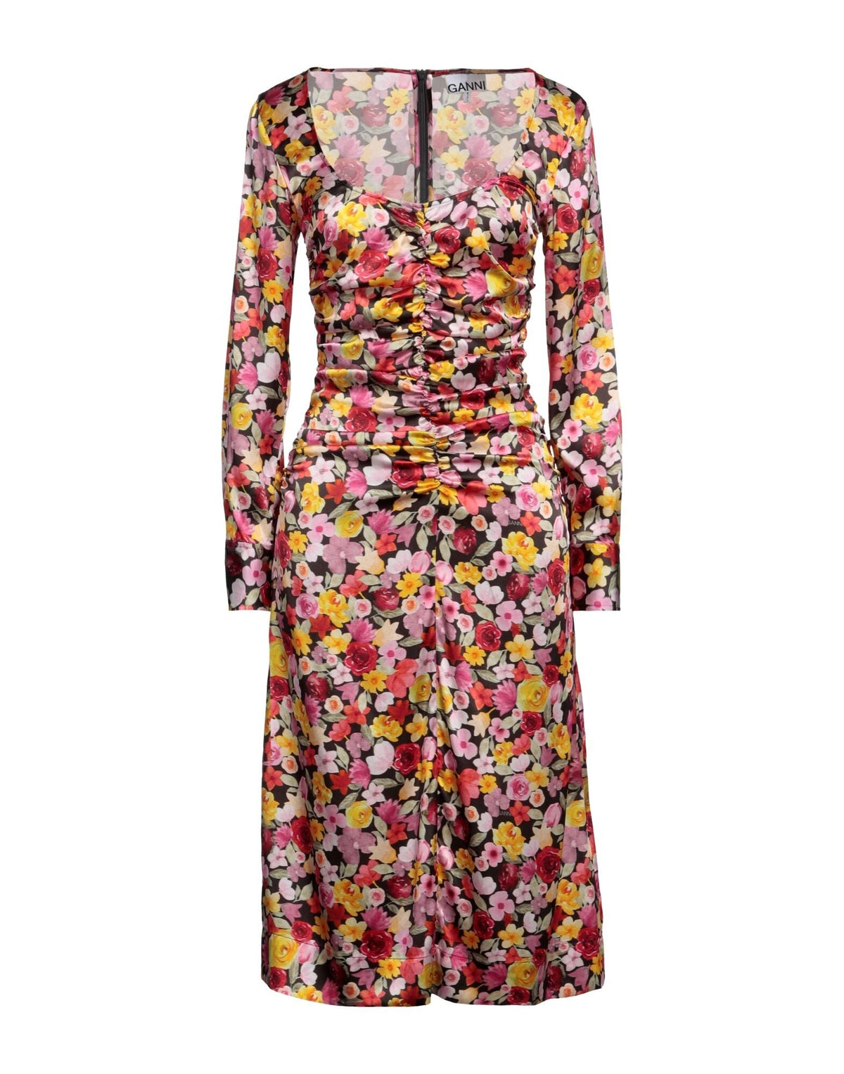 Ganni Women's Flared Satin Midi Dress