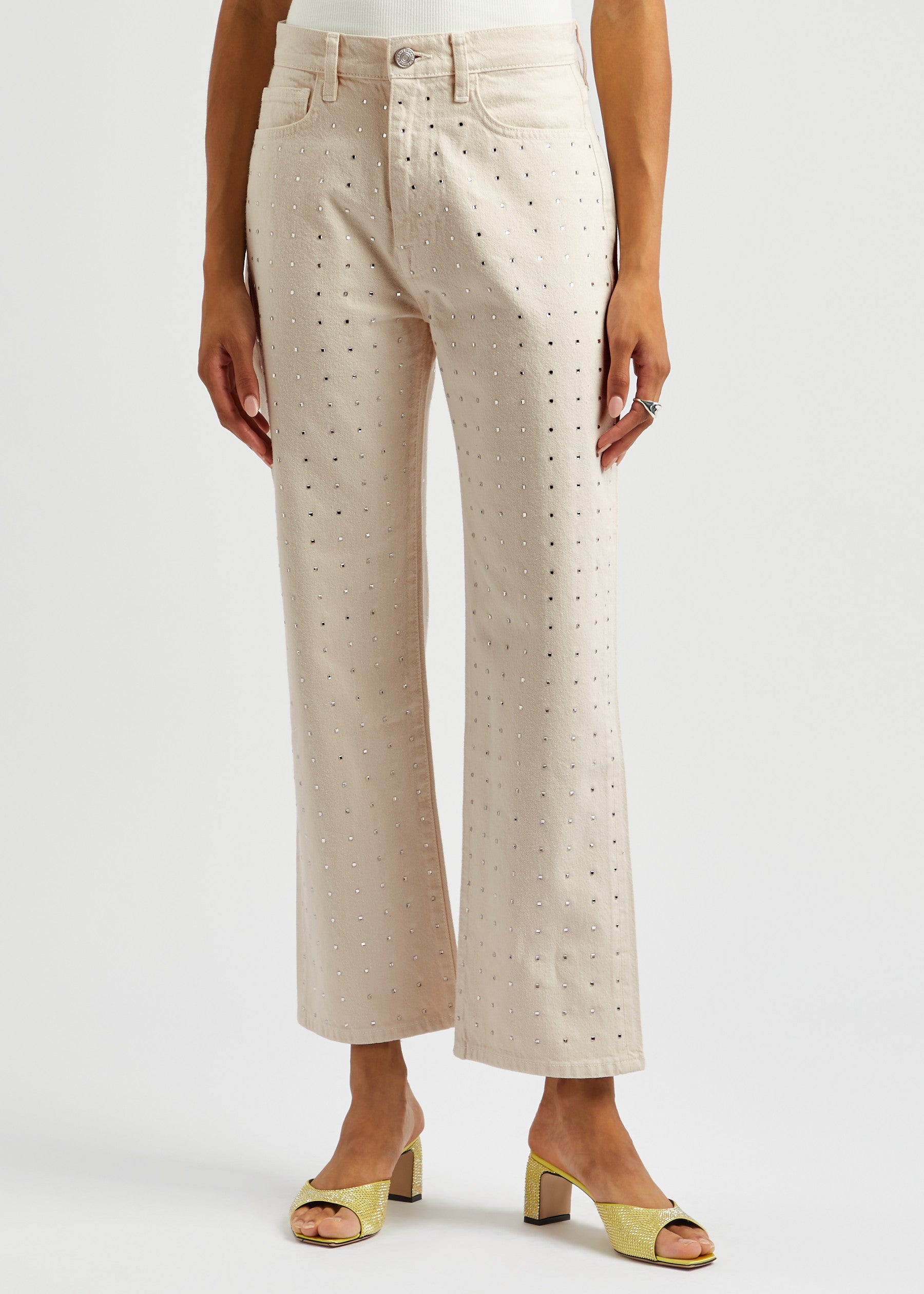 Womens Frame Denim Straight Jeans In Off White