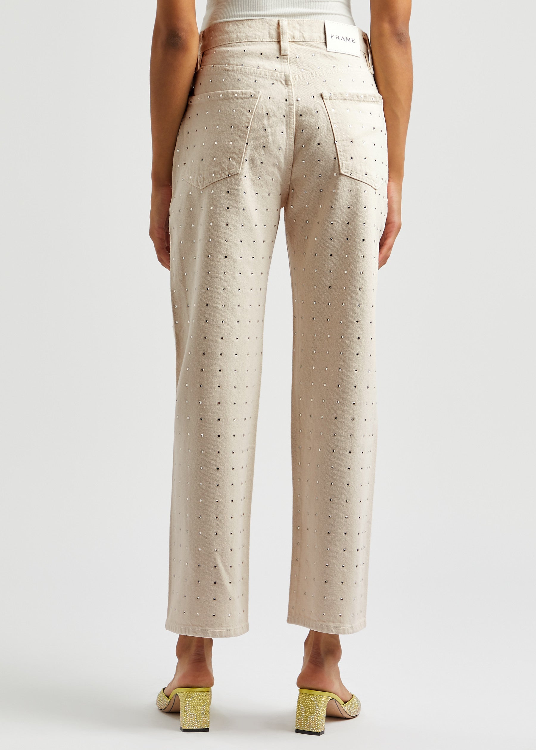 Womens Frame Denim Straight Jeans In Off White