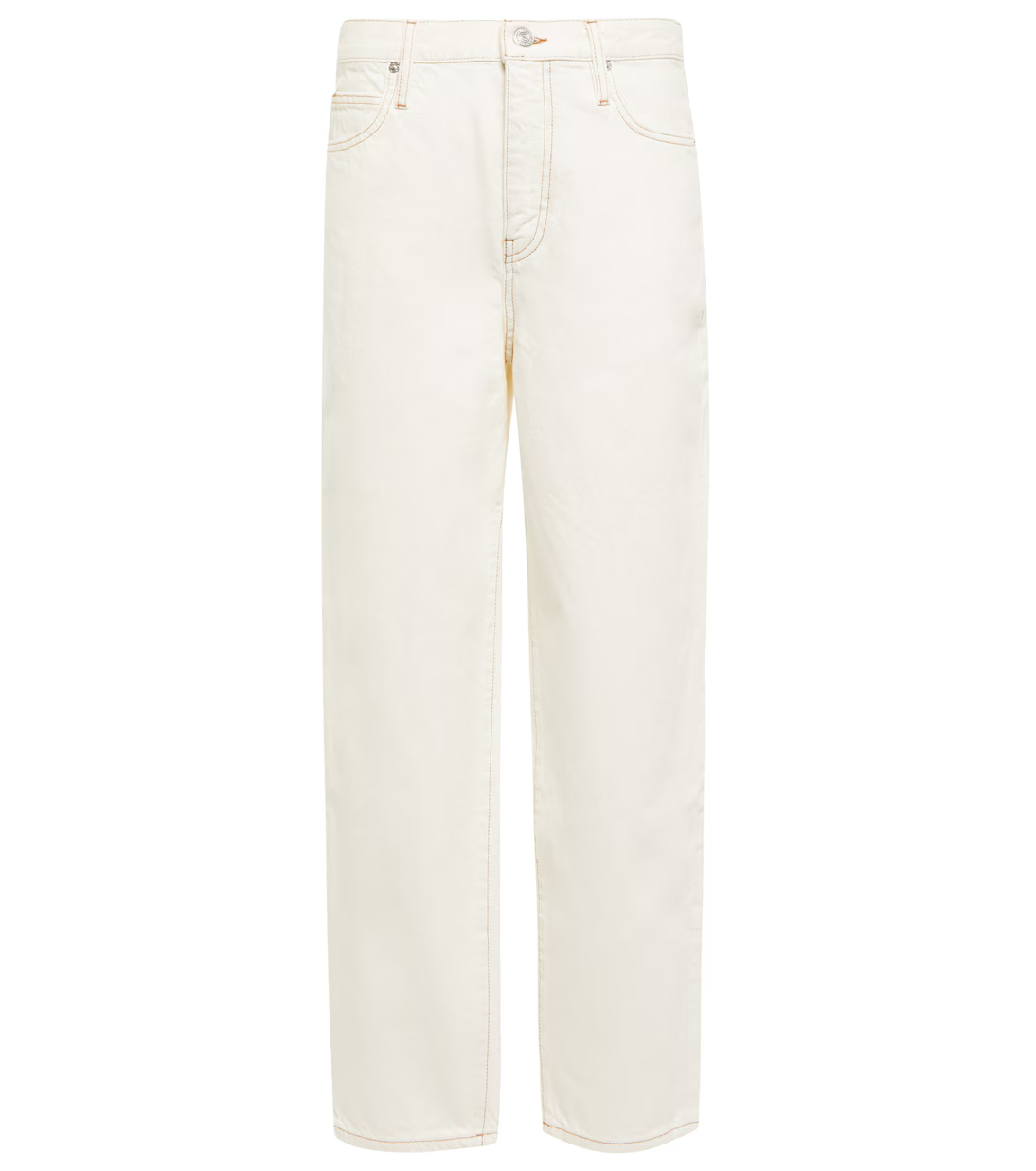Womens Frame Denim Wide Leg Trousers In Off White