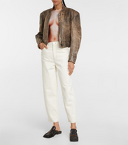 Womens Frame Denim Wide Leg Trousers In Off White