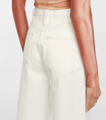 Womens Frame Denim Wide Leg Trousers In Off White