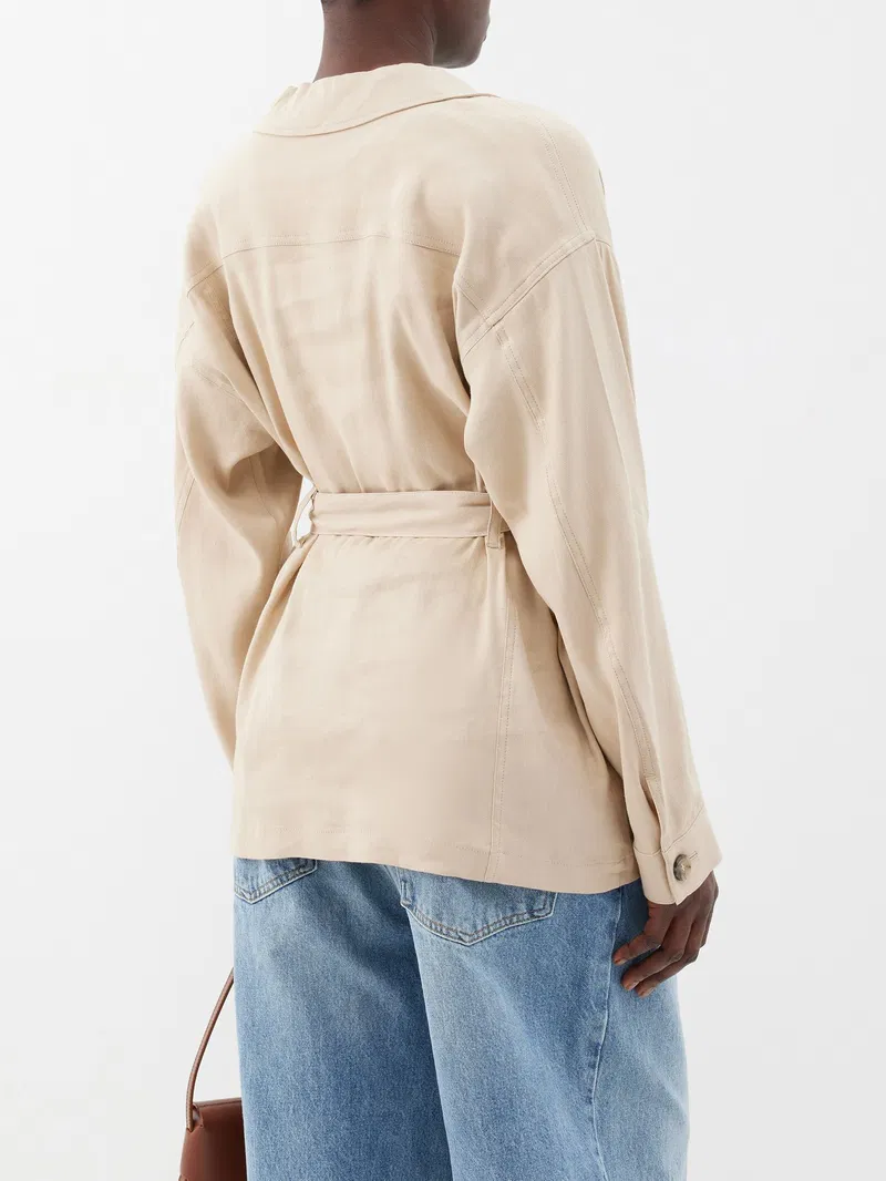 Womens Frame Denim Casual Jackets In Sand